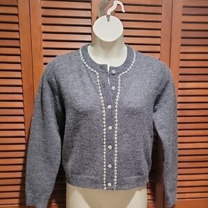 NEW COLLECTION CARDIGAN WOMEN'S SWEATER WITH RHINESTONE BOTTONS & TRIM